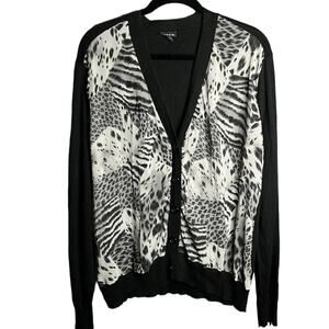 Torrid Black Buttoned Cardigan With Animal Print Front Size 1X